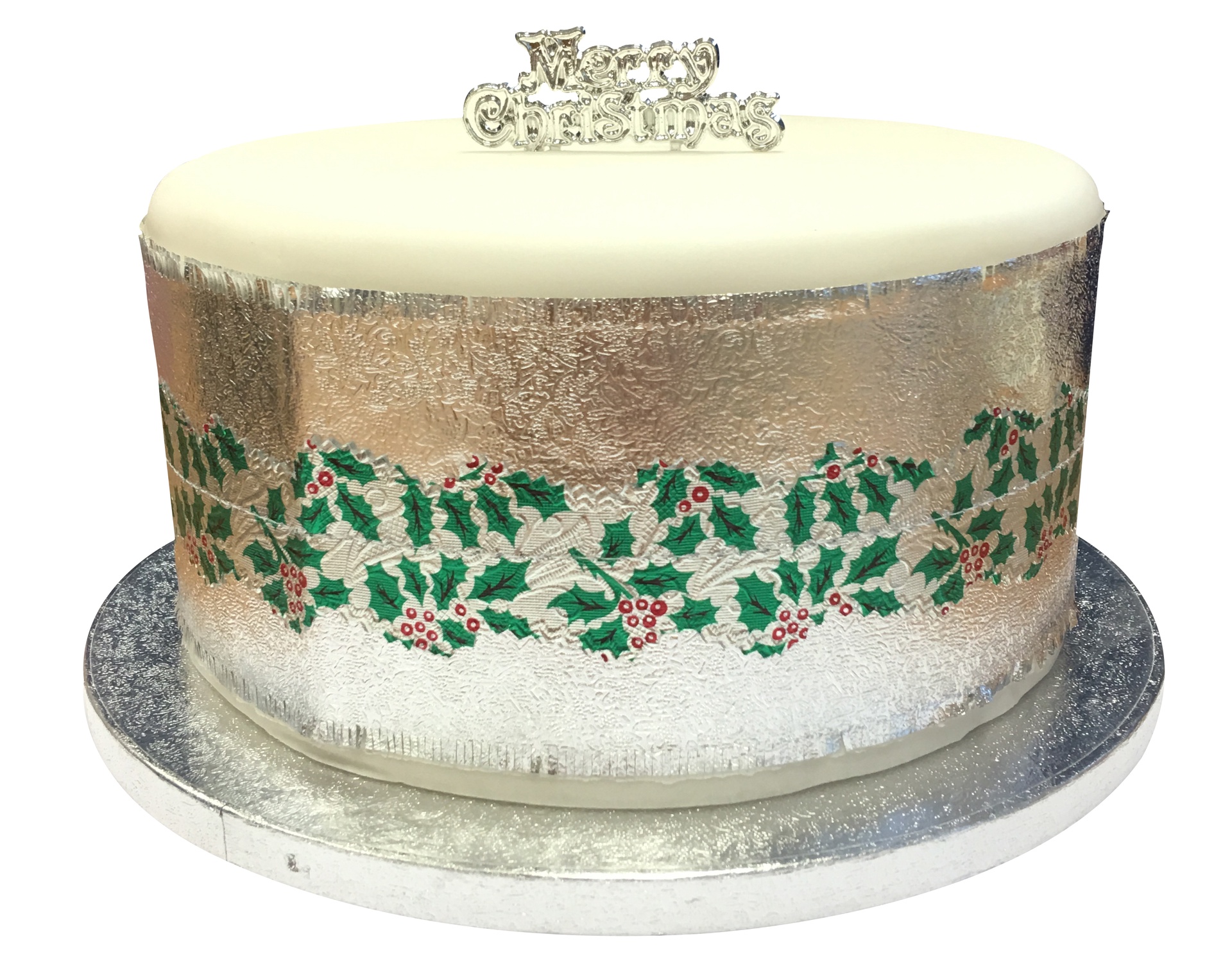 CHRISTMAS CAKE FRILL - PLAIN WITH HOLLY CENTRE - Woodbridge Kitchen Company