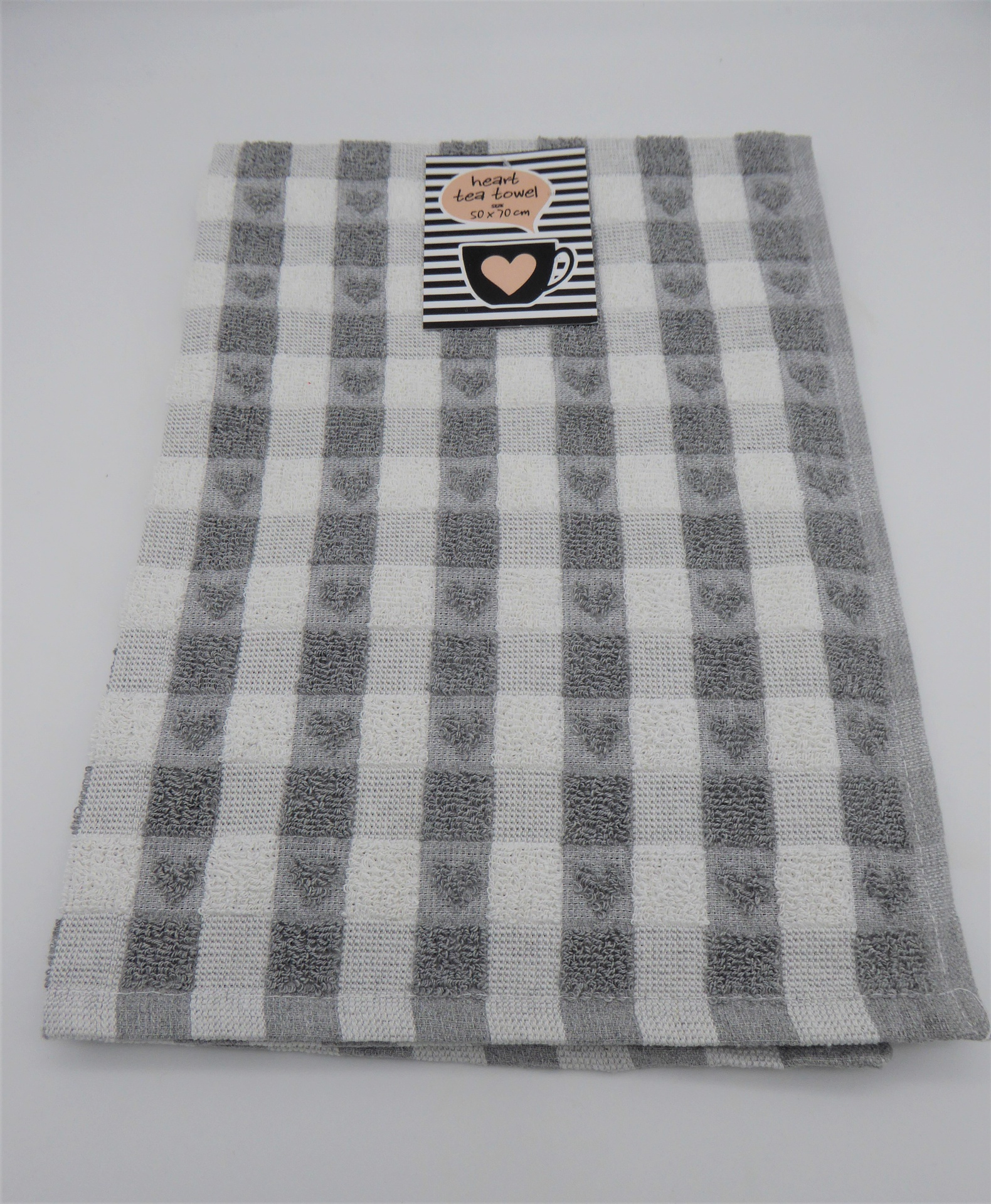 CHARCOAL GREY HEART TERRY TEA TOWEL Woodbridge Kitchen Company