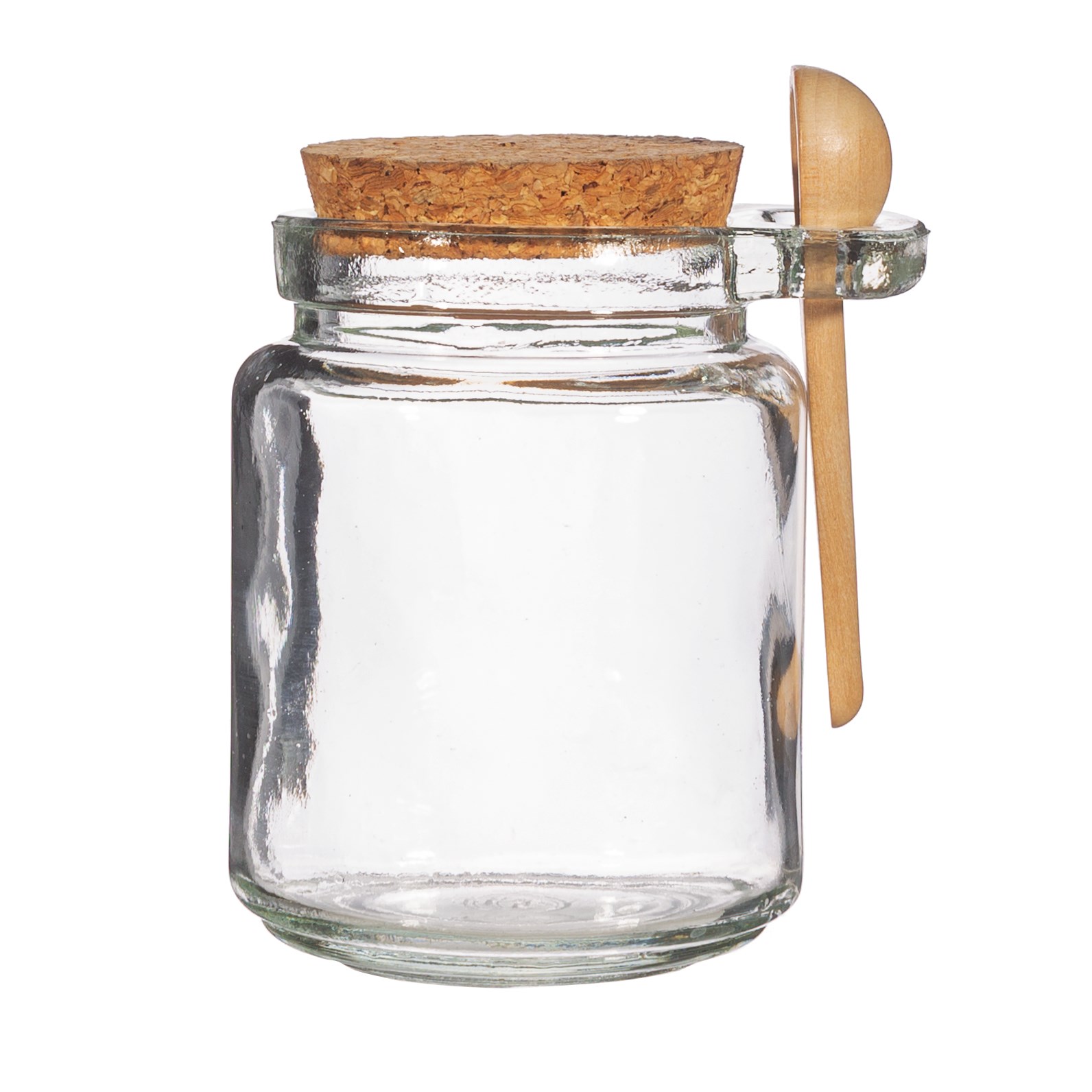 SPICES, SEEDS AND SALT JAR WITH CORK LID AND SPOON