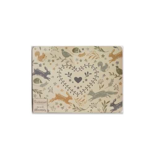 Cooksmart Pack of 4 Woodland Placemats Table Mats British Wild Animals Cute 