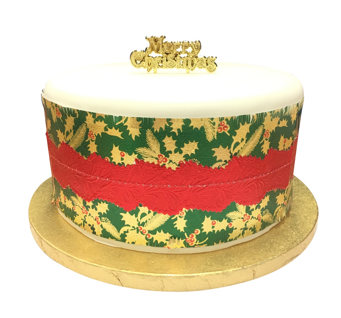 CHRISTMAS CAKE FRILL - HOLLY DESIGN WITH PLAIN CENTRE - Woodbridge