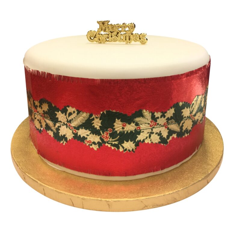 CHRISTMAS CAKE FRILL - PLAIN WITH HOLLY CENTRE - Woodbridge Kitchen Company