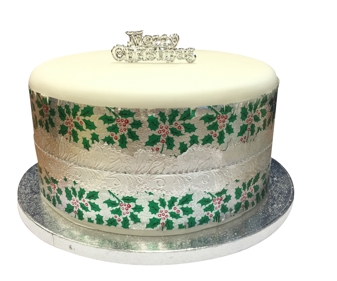 CHRISTMAS CAKE FRILL - HOLLY DESIGN WITH PLAIN CENTRE - Woodbridge