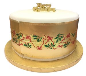 CHRISTMAS CAKE FRILL - PLAIN WITH HOLLY CENTRE - Woodbridge Kitchen Company