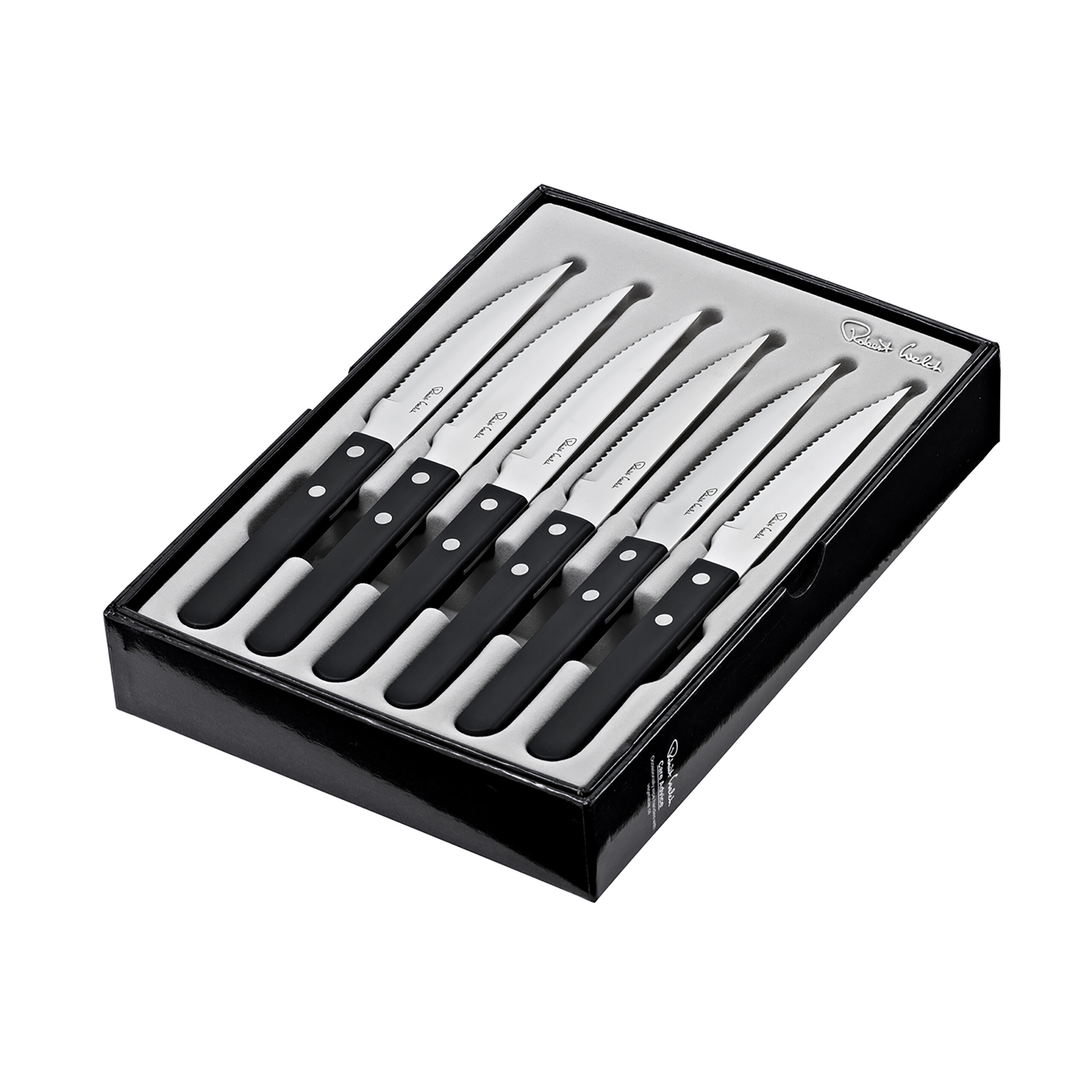 Rada Cutlery Utility Steak Knives Gift Set Stainless Steel Knife Made In The Usa Set Of 6 Black Handle