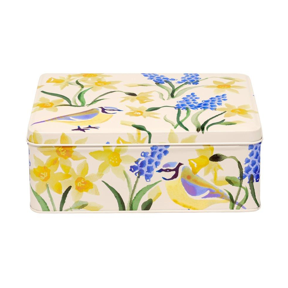 EMMA BRIDGEWATER BLUE TITS DEEP RECTANGULAR TIN