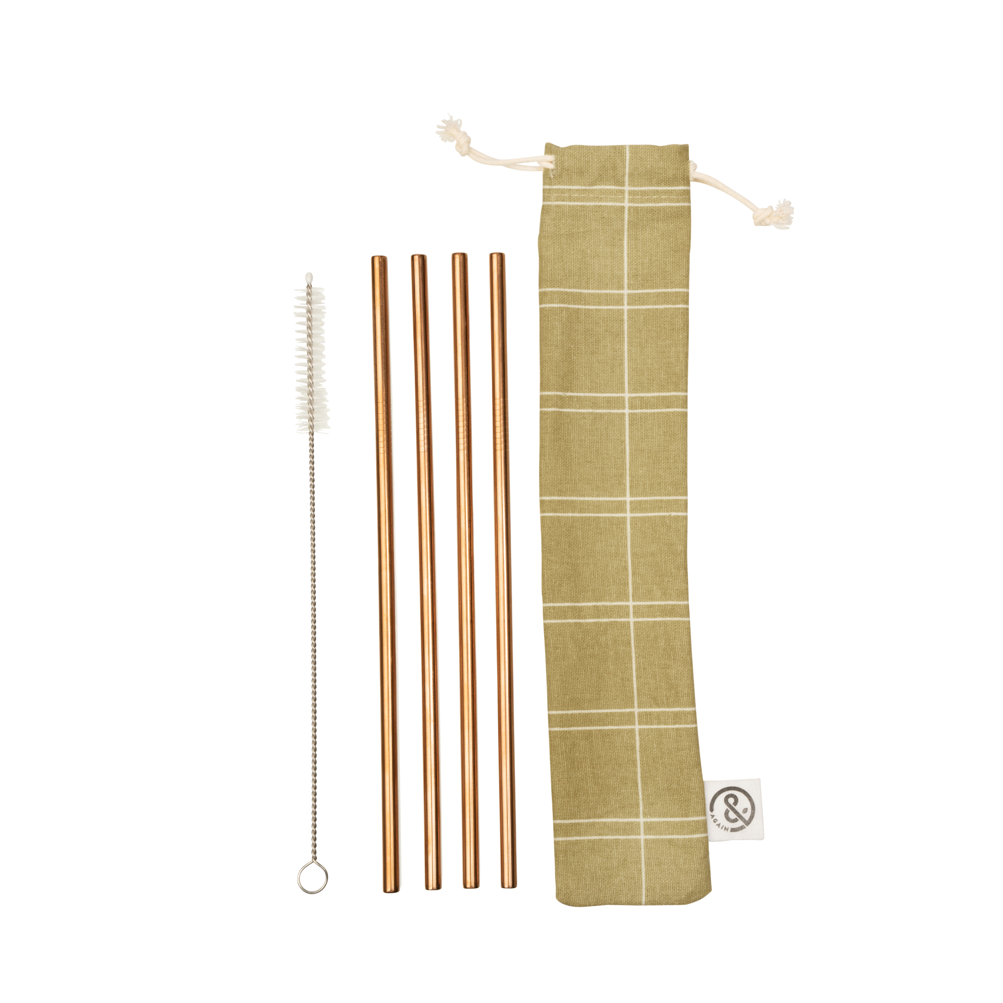 &AGAIN BRONZE LONG STRAWS PACK OF 4