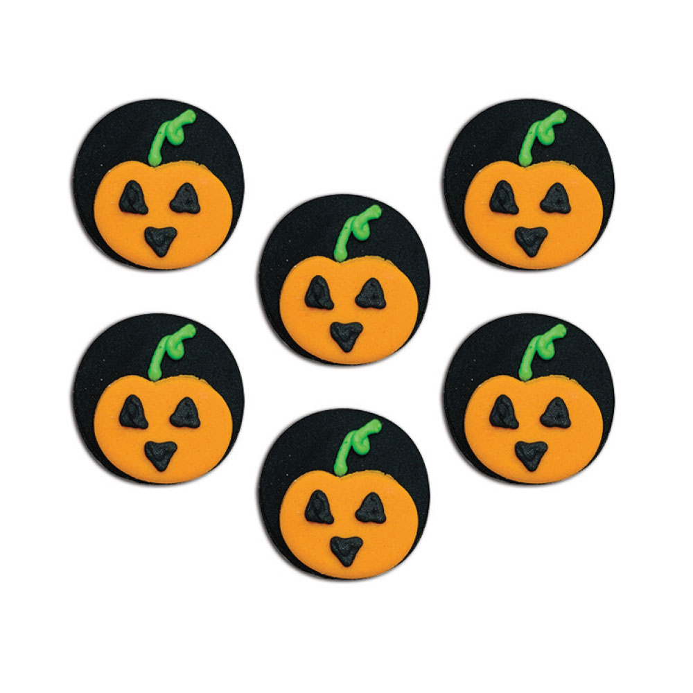 SUGAR DECORATIONS HALLOWEEN PUMPKINS PACK OF 6