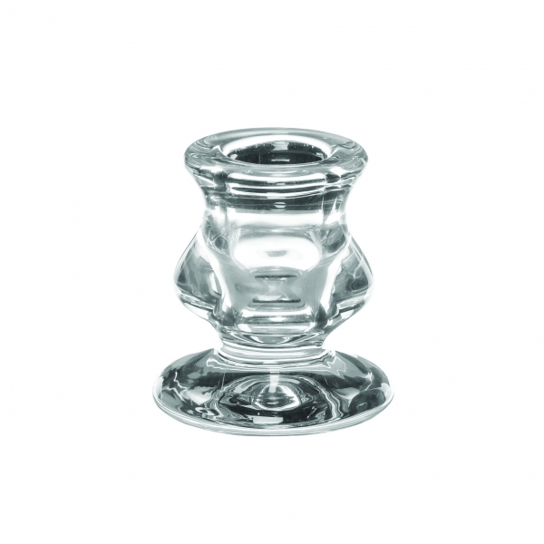 CLEAR GLASS CANDLESTICK HOLDER