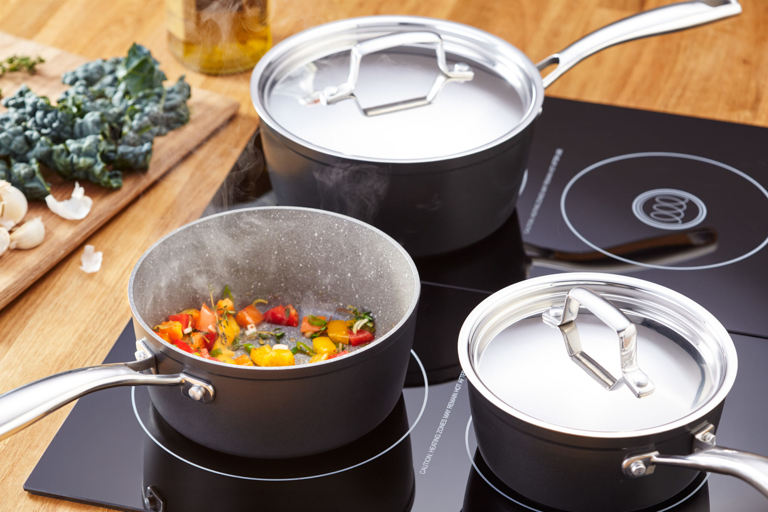 STELLAR ROCKTANIUM NON STICK SAUCEPANS 3 PIECE SET