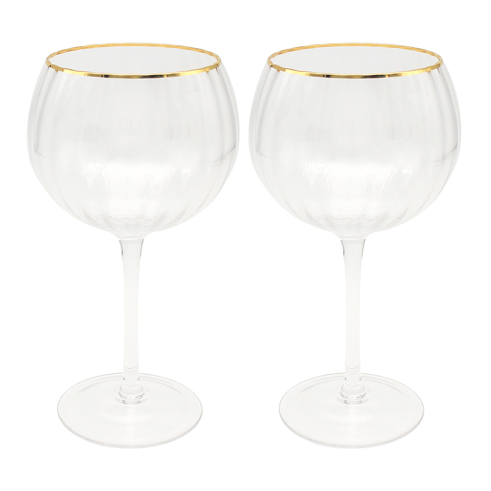 GOLD DECO RIBBED GIN GLASSES SET OF 2
