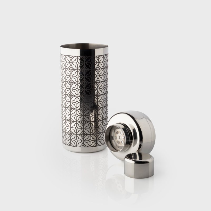 TAPROOM ETCHED ART DECO STAINLESS STEEL COCKTAIL SHAKER - Image 2