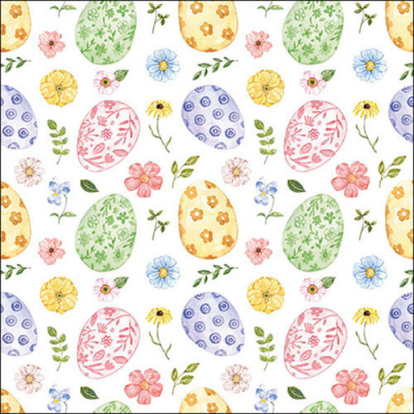 EASTER EGGS AND FLOWERS PAPER NAPKINS