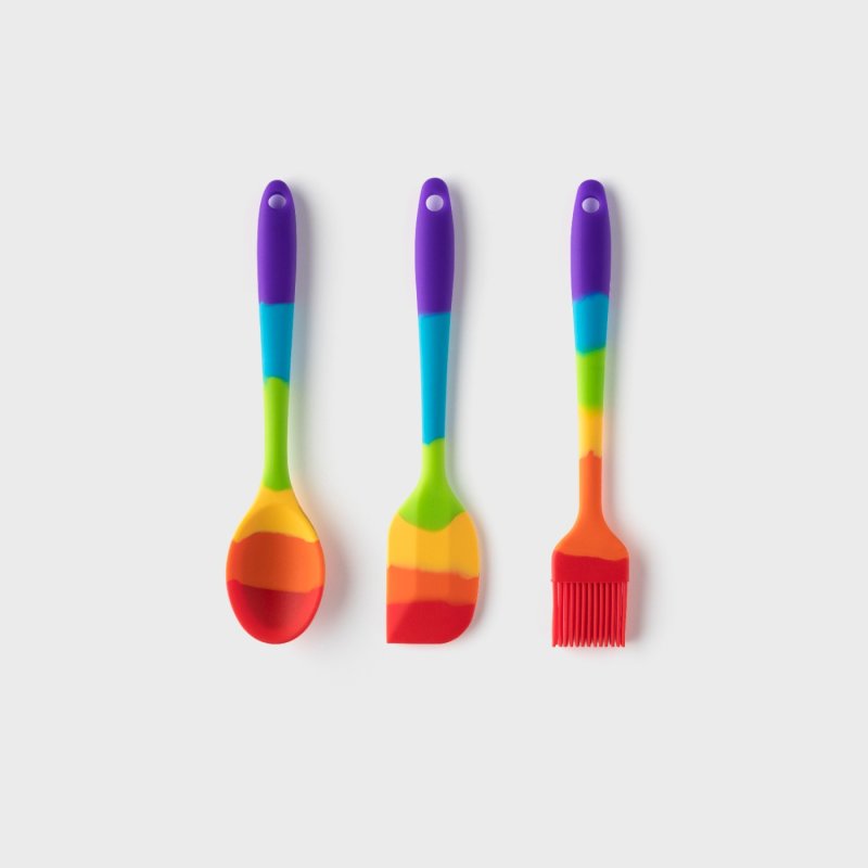RAINBOW MINI SPOON, SPATULA AND PASTRY BRUSH