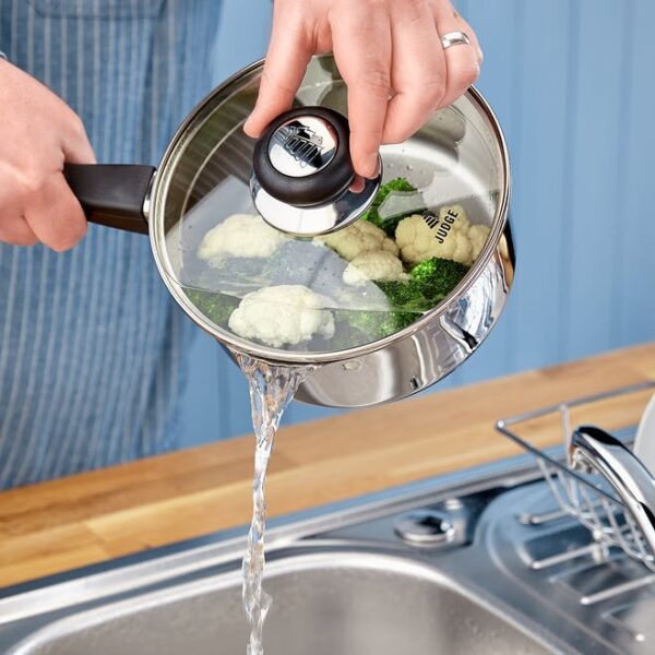 JUDGE VISTA STAINLESS STEEL DRAINING SAUCEPANS - 3 PIECE SET - Image 2
