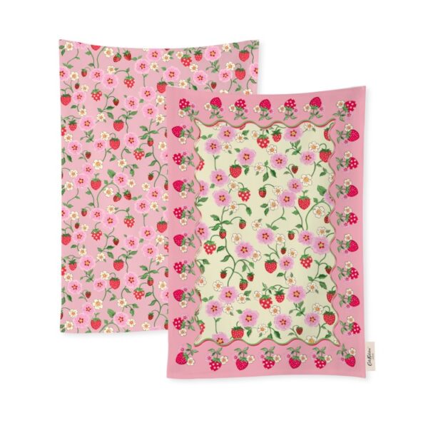 CATH KIDSTON STRAWBERRY COTTON TEA TOWELS - PACK OF 2