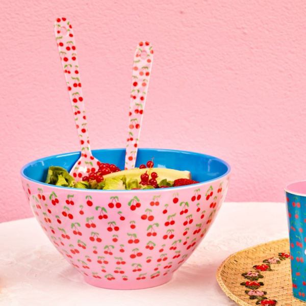 RICE MELAMINE SALAD BOWL - CHERRY LOVE