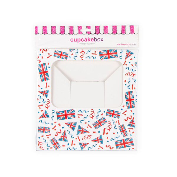 UNION JACK CUPCAKE BOX - HOLDS 6 CUPCAKES - Image 3