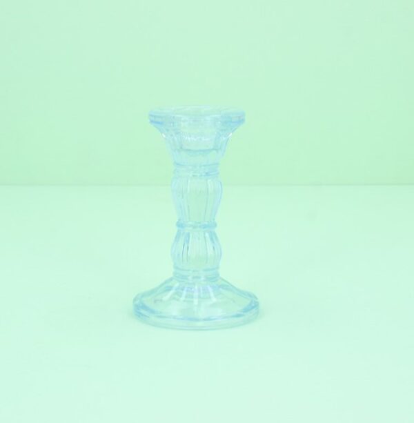 GLASS CANDLE HOLDER - PASTEL BLUE