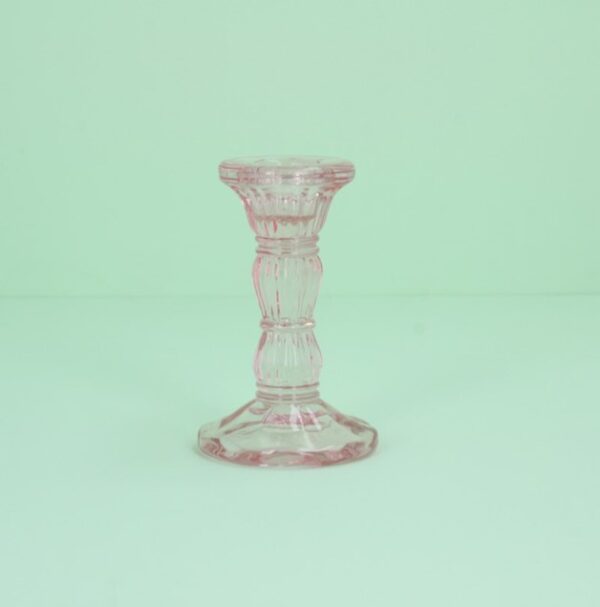 GLASS CANDLE HOLDER - PASTEL PINK