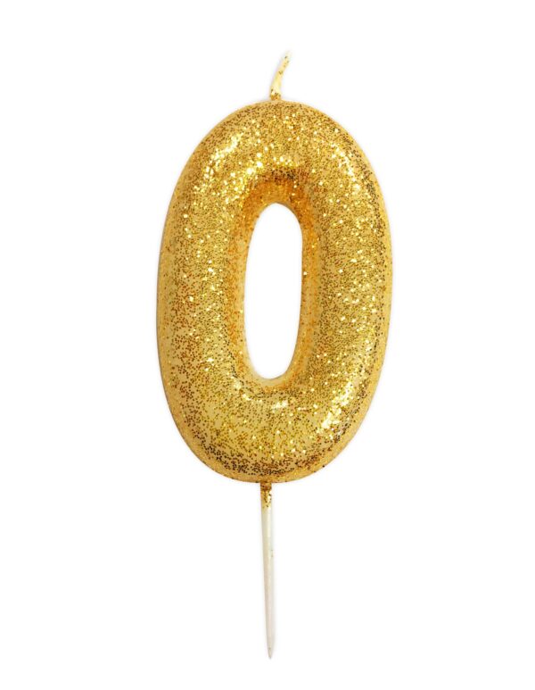 GOLD GLITTER AGE 0 CANDLE