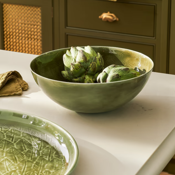 GARDEN TRADING ALVESCOT MOSS GREEN ENAMEL BOWL