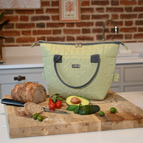 OXFORD QUILTED CONVERTIBLE LUNCH BAG - PISTACHIO