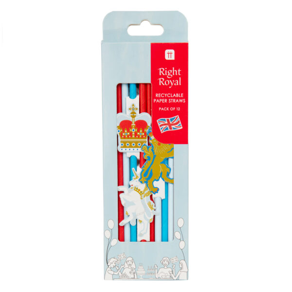 ROYAL CROWN PAPER STRAWS WITH TOPPERS- PACK OF 12 - Image 2