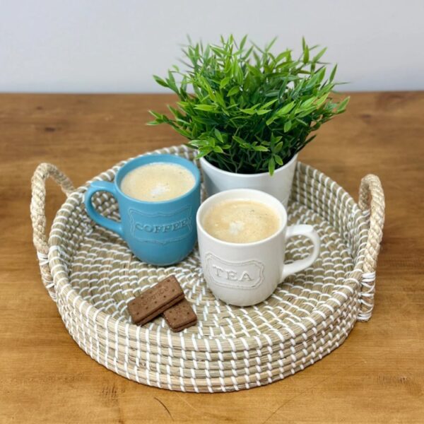 SINTRA SEAGRASS  ROUND HANDLED TRAY