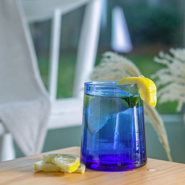 MERZOUGA RECYCLED GLASS TUMBLER - BLUE