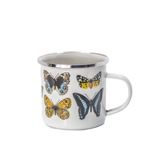 VINTAGE BUTTERFLY ENAMEL MUG