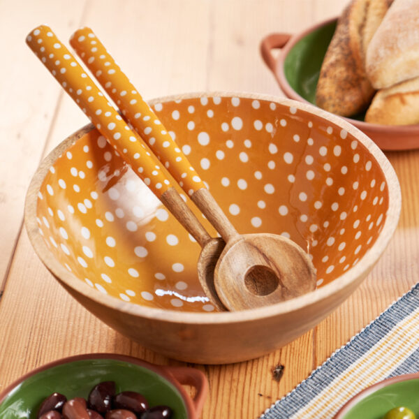 SINTRA MANGO WOOD SALAD BOWL - OCHRE