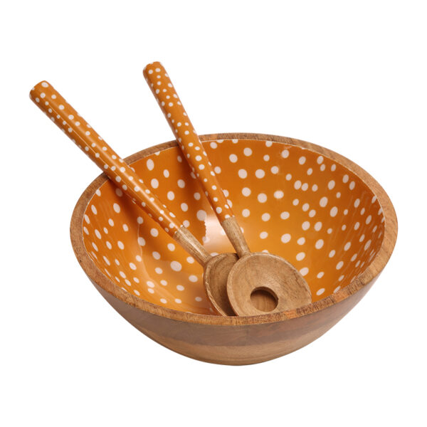 SINTRA MANGO WOOD SALAD BOWL - OCHRE - Image 3