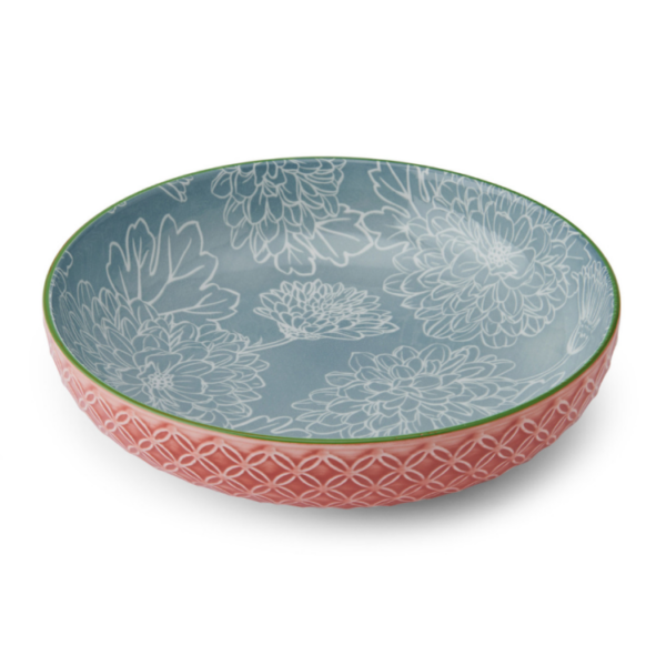 MIKASA LARGE SHALLOW BOWL - RED/GREY FLORAL - Image 2