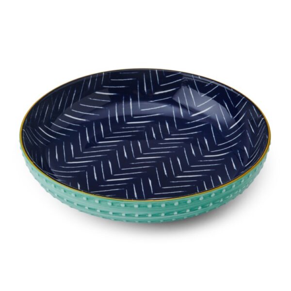 MIKASA LARGE SHALLOW BOWL - INDIGO CHEVRON - Image 2