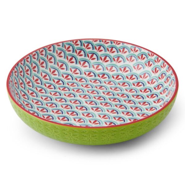 MIKASA LARGE SHALLOW BOWL -GEOMETRIC GREEN - Image 3