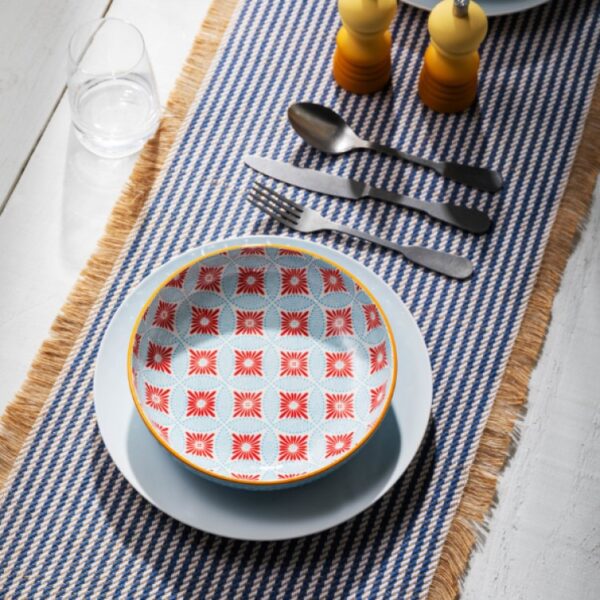 MIKASA LARGE SHALLOW BOWL - PALE BLUE MOSAIC - Image 2