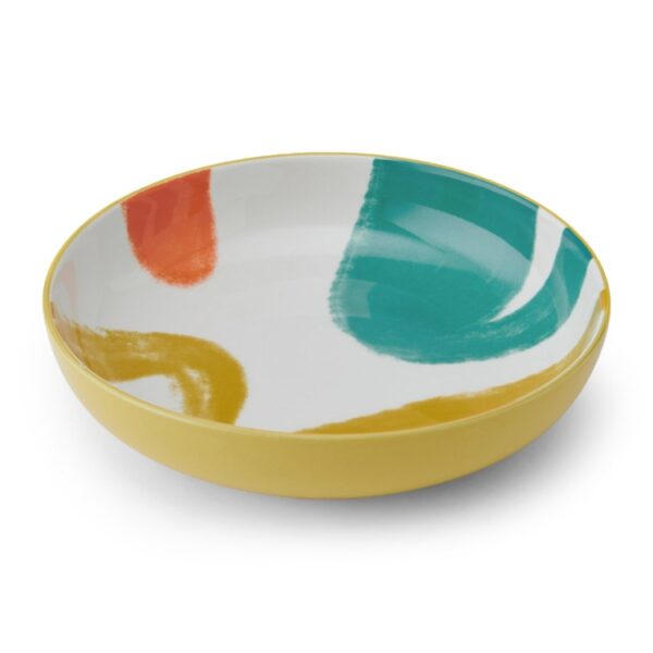 MIKASA LARGE SHALLOW BOWL - YELLOW ABSTRACT - Image 3