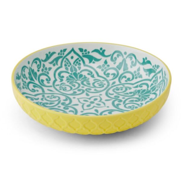 MIKASA LARGE SHALLOW BOWL - YELLOW/BLUE GEOMETRIC - Image 2