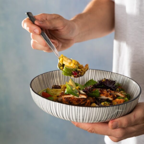 MIKASA LARGE SHALLOW BOWL - BLACK STRIPE