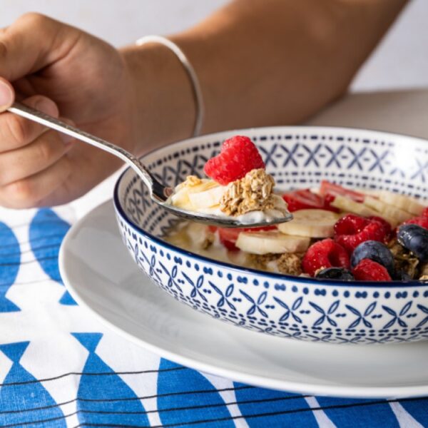 MIKASA LARGE SHALLOW BOWL - BLUE MEDITERRANEAN