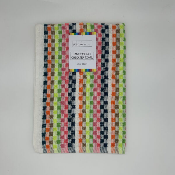 MULTI COLOURED TERRY TEA TOWEL 45CM X 65CM