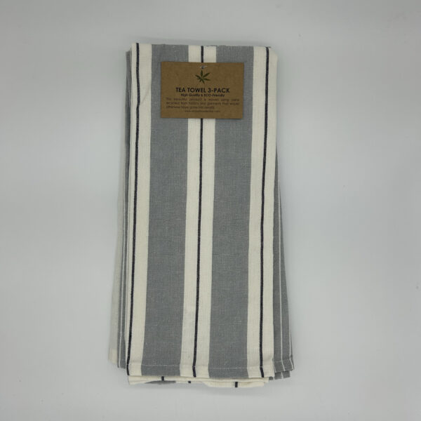 GREY STRIPE TEA TOWELS - PACK OF 3