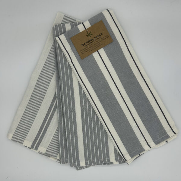 GREY STRIPE TEA TOWELS - PACK OF 3 - Image 2