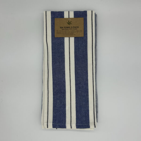 BLUE STRIPE TEA TOWELS - PACK OF 3
