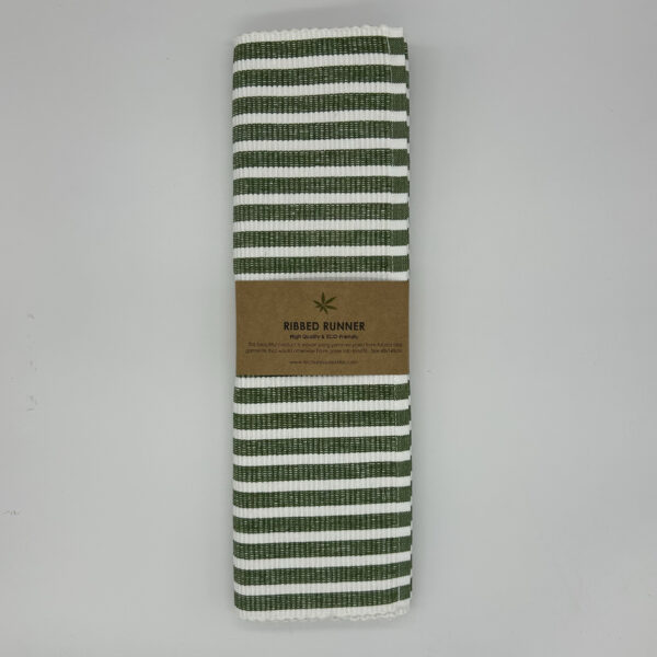 WOVEN GREEN TABLE RUNNER 140cm x 40cm