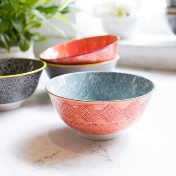 MIKASA BOWL - RED/GREY FLORAL