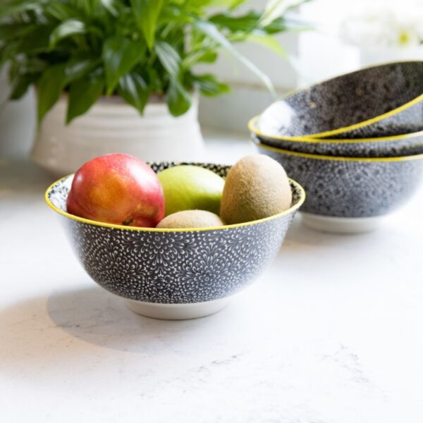 MIKASA BOWL - BLACK FLORAL