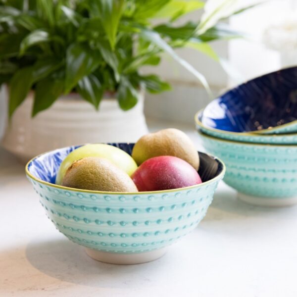 MIKASA BOWL - INDIGO CHEVRON