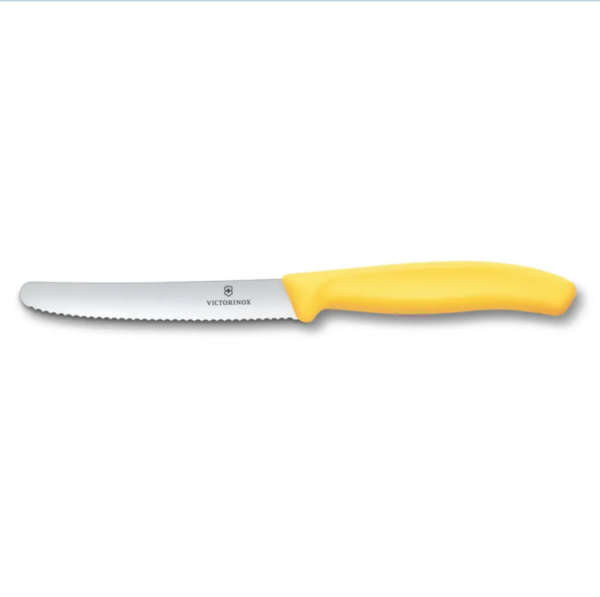 VICTORINOX 11CM SERRATED TOMATO KNIFE - YELLOW